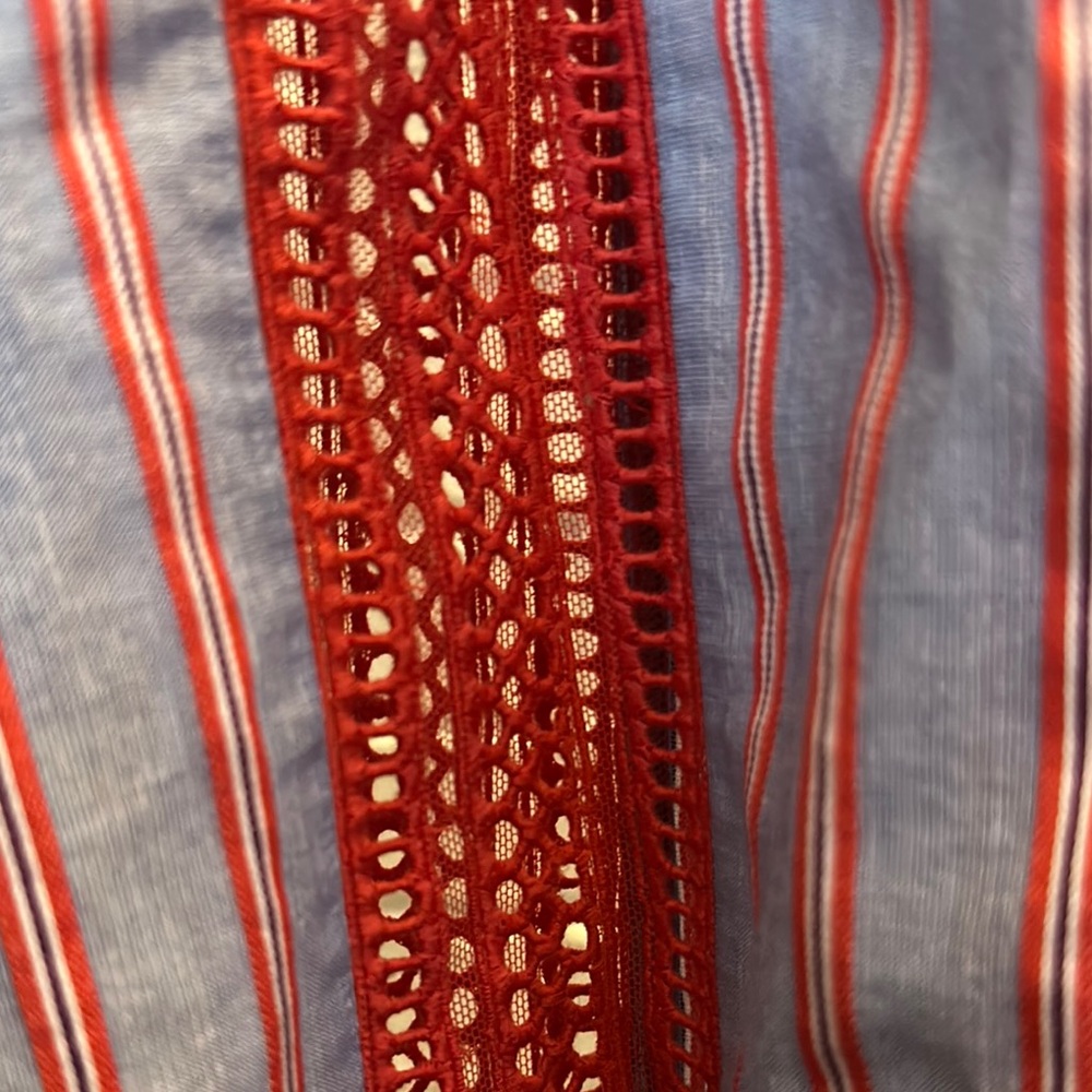 Sandro Red and Blue Striped Women's Top - Picture 4 of 8